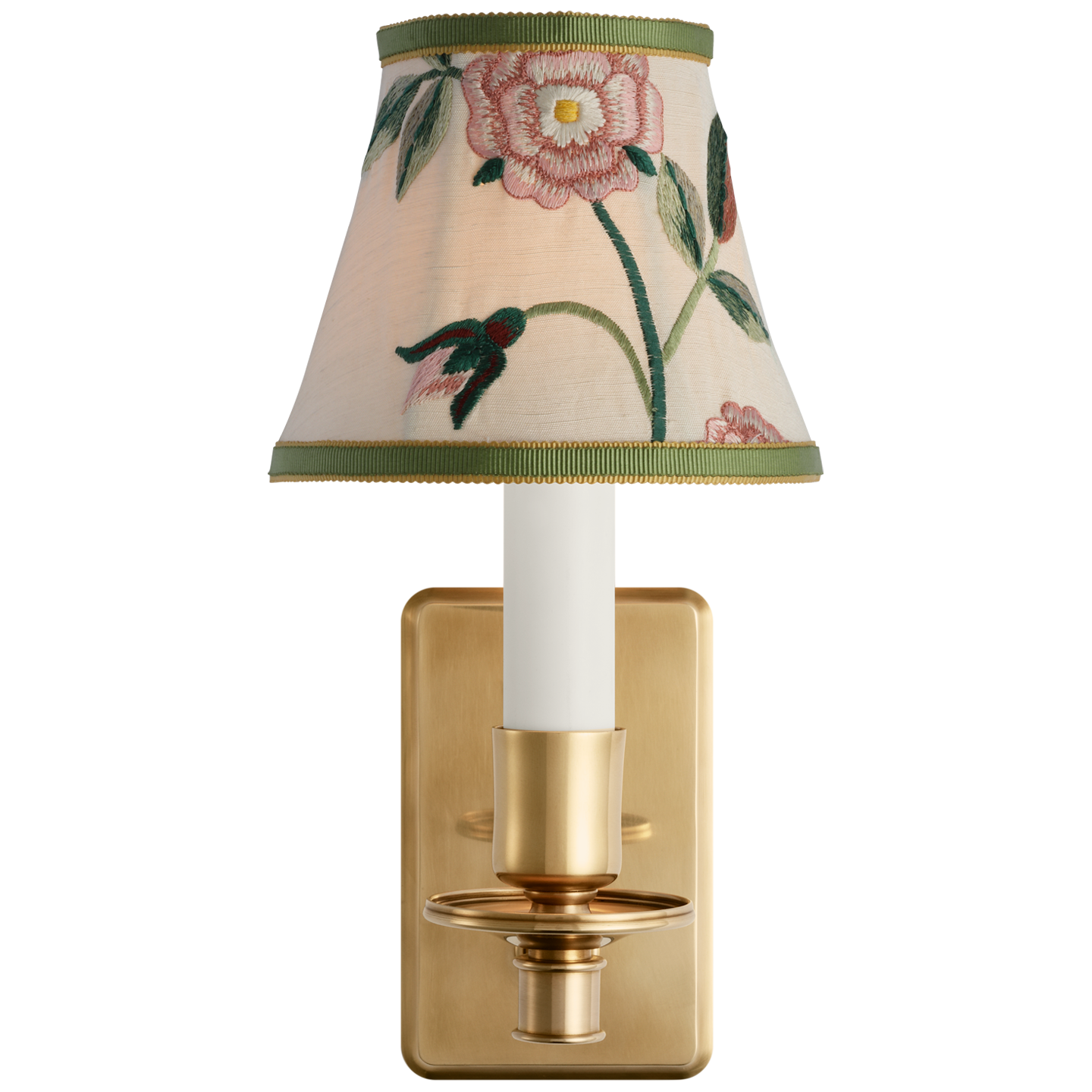Tara 11" Sconce | Hand-Rubbed Antique Brass | Schumacher Royal Silk Bell Empire Shade