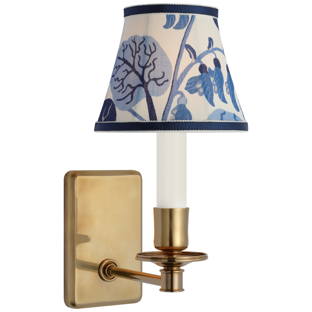 Tara 11" Sconce | Hand-Rubbed Antique Brass | Schumacher Marine Exotic Butterfly Bell Empire Shade