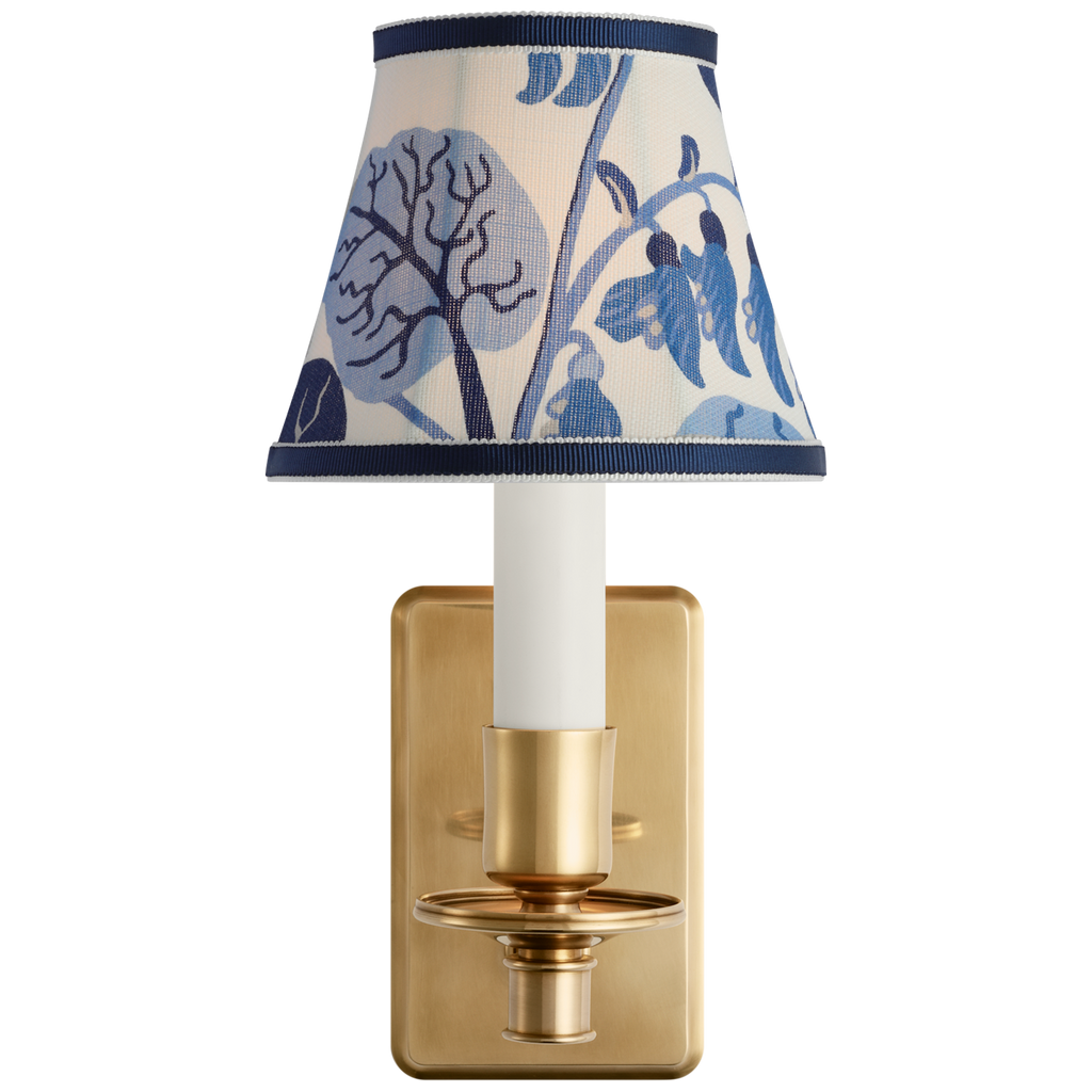 Tara 11" Sconce | Hand-Rubbed Antique Brass | Schumacher Marine Exotic Butterfly Bell Empire Shade