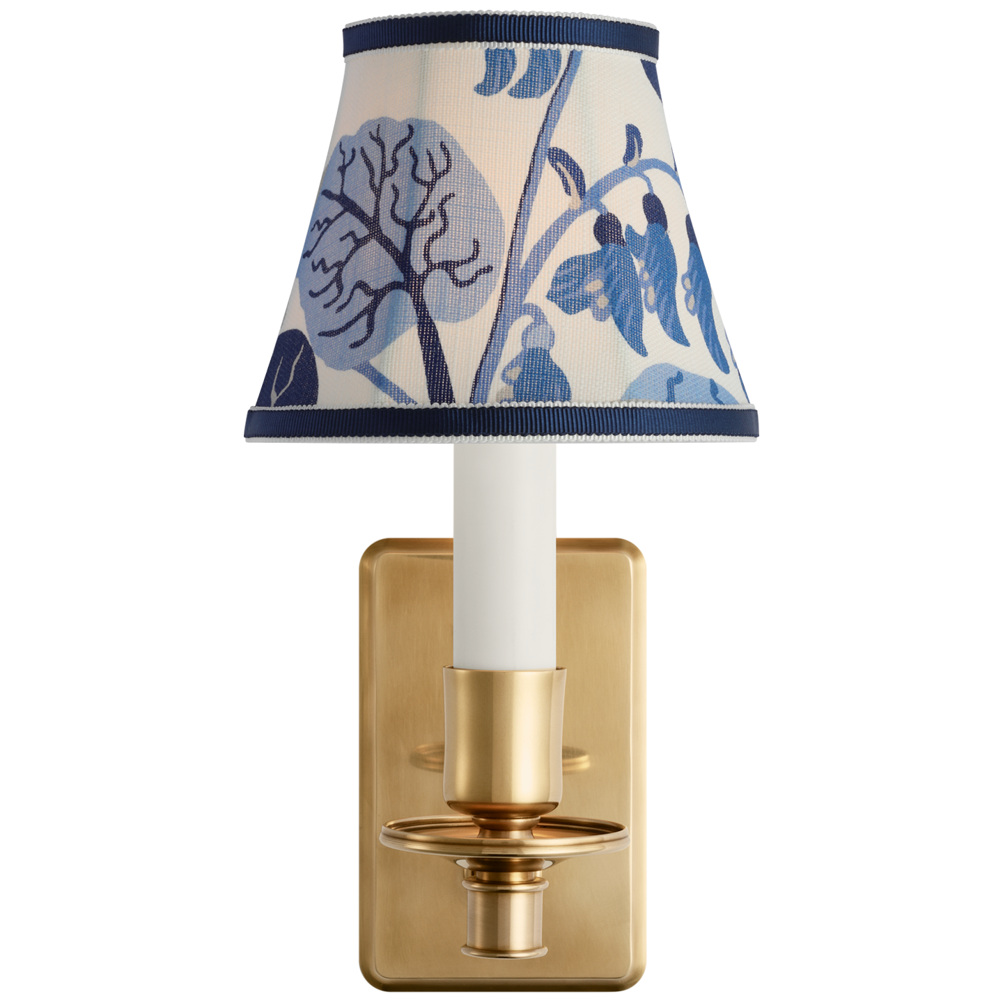 Tara 11" Sconce | Hand-Rubbed Antique Brass | Schumacher Marine Exotic Butterfly Bell Empire Shade