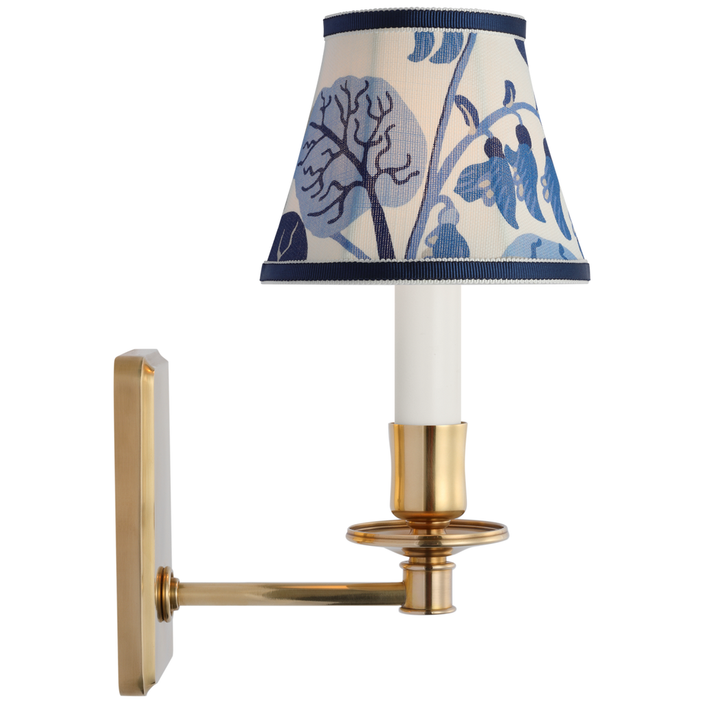 Tara 11" Sconce | Hand-Rubbed Antique Brass | Schumacher Marine Exotic Butterfly Bell Empire Shade