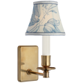 Tara 11" Sconce | Hand-Rubbed Antique Brass | Schumacher Delft Toile De Fleurs Bell Empire Shade