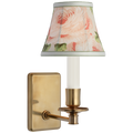 Tara 11" Sconce | Hand-Rubbed Antique Brass | Schumacher Blush Salisbury Chintz Bell Empire Shade
