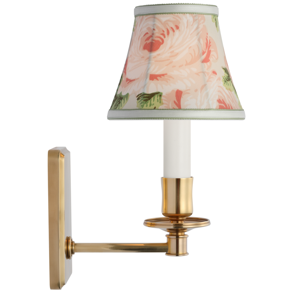 Tara 11" Sconce | Hand-Rubbed Antique Brass | Schumacher Blush Salisbury Chintz Bell Empire Shade