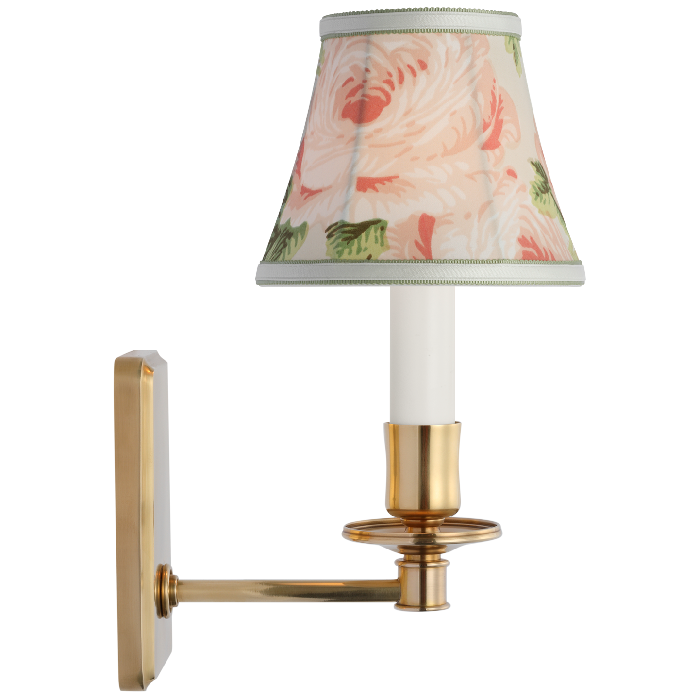 Tara 11" Sconce | Hand-Rubbed Antique Brass | Schumacher Blush Salisbury Chintz Bell Empire Shade