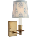 Tara 12" Sconce | Hand-Rubbed Antique Brass | Schumacher Blue Aditi Soft Empire Shade