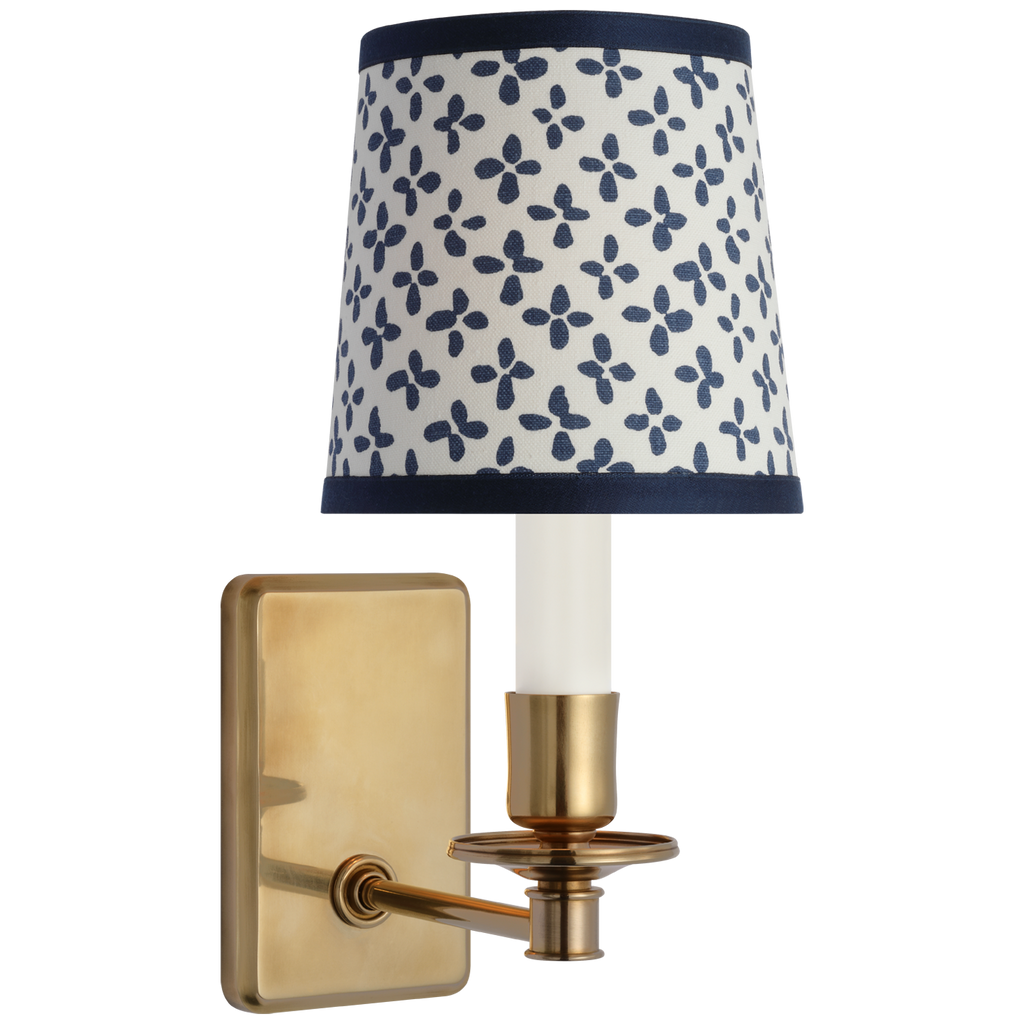 Tara 12" Sconce | Hand-Rubbed Antique Brass | Schumacher Blue Emerson Empire Shade