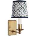 Tara 12" Sconce | Hand-Rubbed Antique Brass | Schumacher Blue Emerson Empire Shade