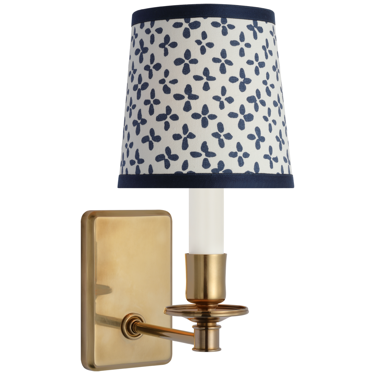 Tara 12" Sconce | Hand-Rubbed Antique Brass | Schumacher Blue Emerson Empire Shade