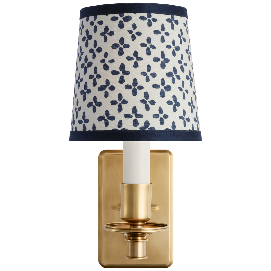 Tara 12" Sconce | Hand-Rubbed Antique Brass | Schumacher Blue Emerson Empire Shade