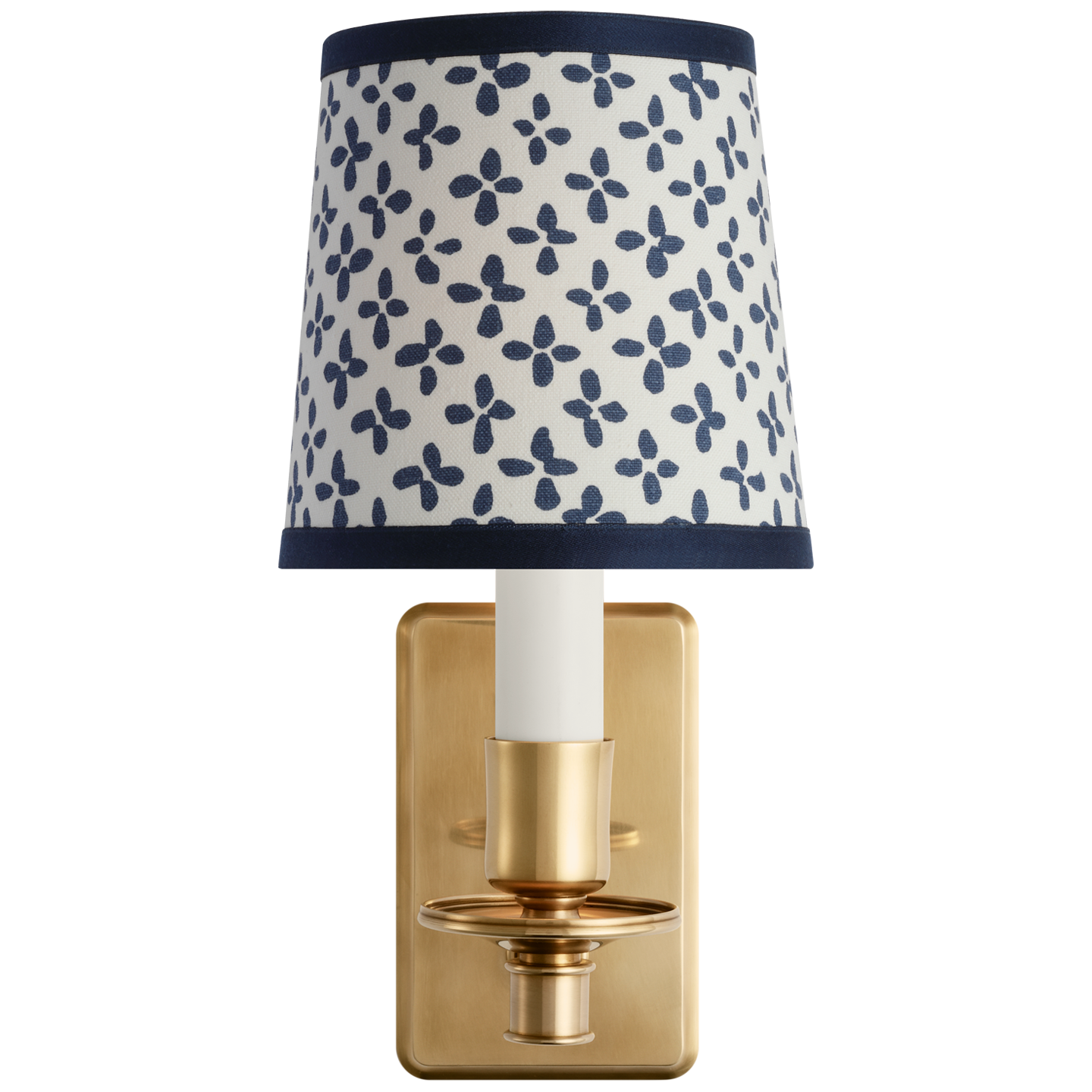 Tara 12" Sconce | Hand-Rubbed Antique Brass | Schumacher Blue Emerson Empire Shade