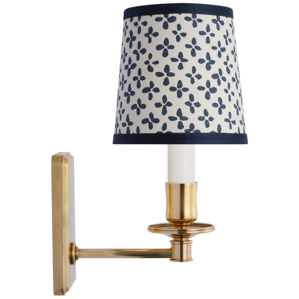 Tara 12" Sconce | Hand-Rubbed Antique Brass | Schumacher Blue Emerson Empire Shade
