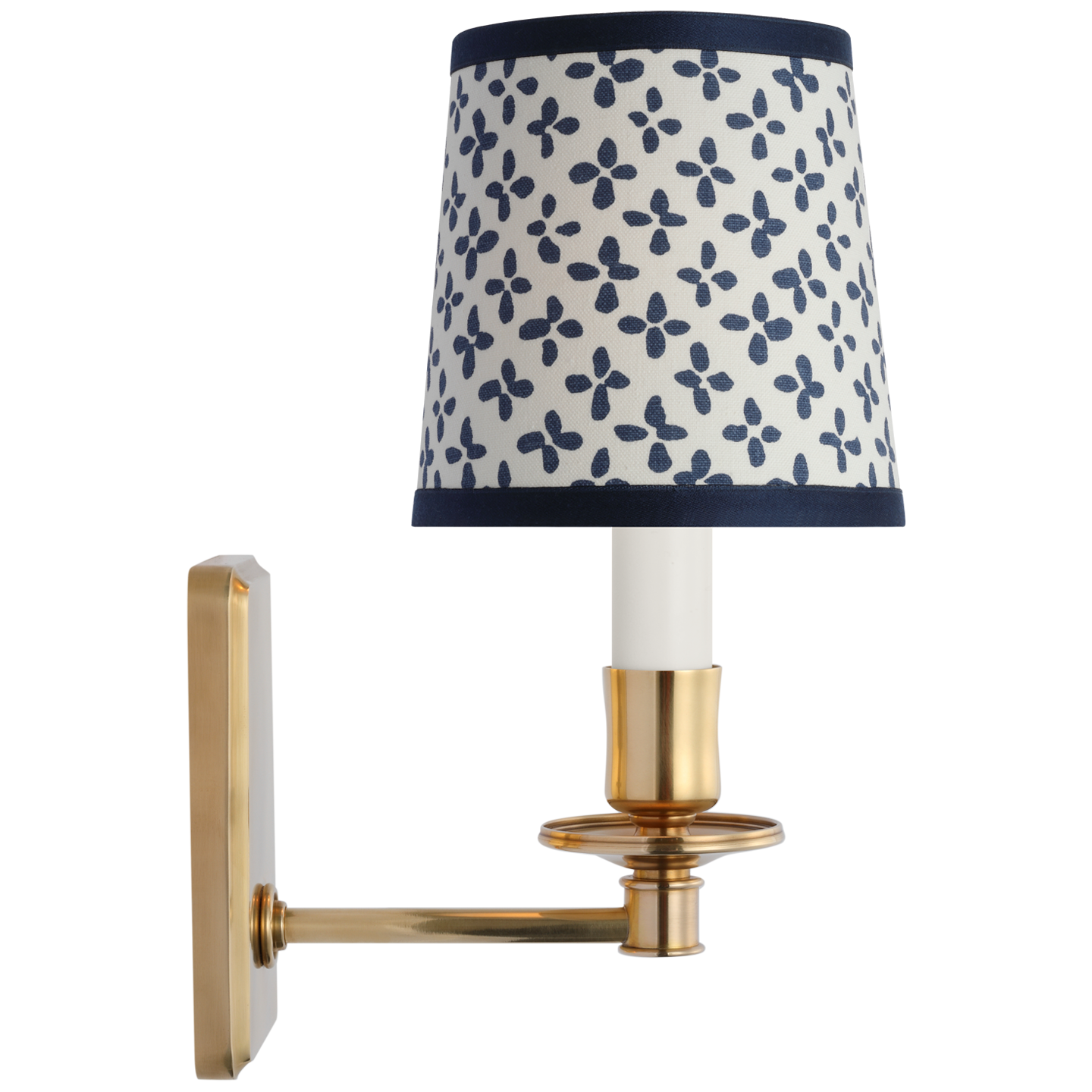 Tara 12" Sconce | Hand-Rubbed Antique Brass | Schumacher Blue Emerson Empire Shade