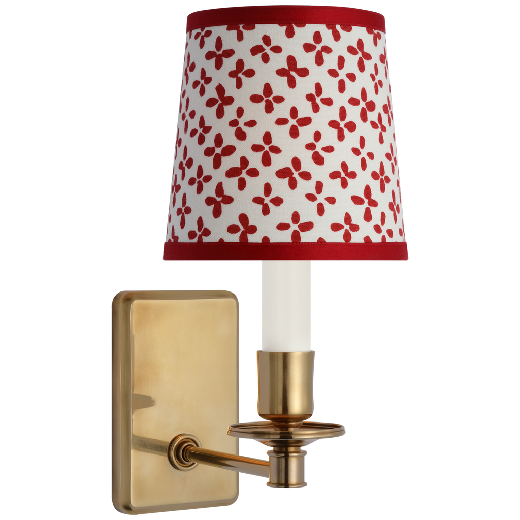 Tara 12" Sconce | Hand-Rubbed Antique Brass | Schumacher Red Emerson Empire Shade