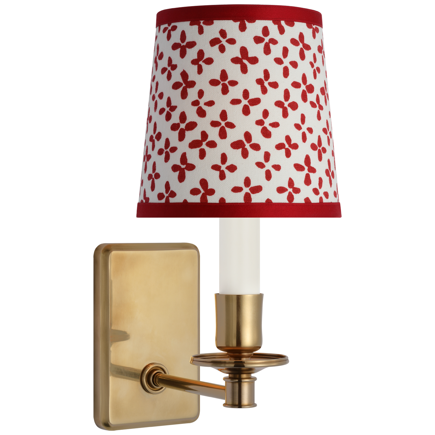 Tara 12" Sconce | Hand-Rubbed Antique Brass | Schumacher Red Emerson Empire Shade