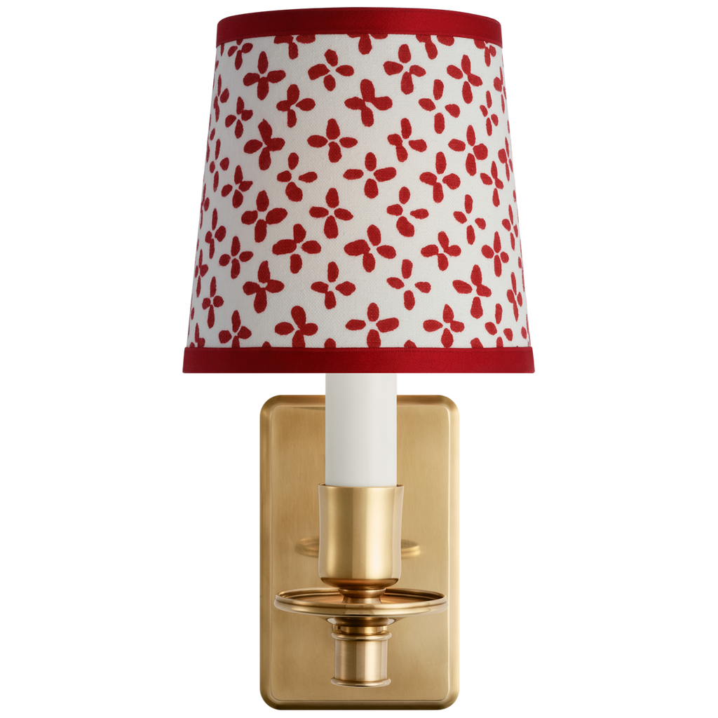 Tara 12" Sconce | Hand-Rubbed Antique Brass | Schumacher Red Emerson Empire Shade