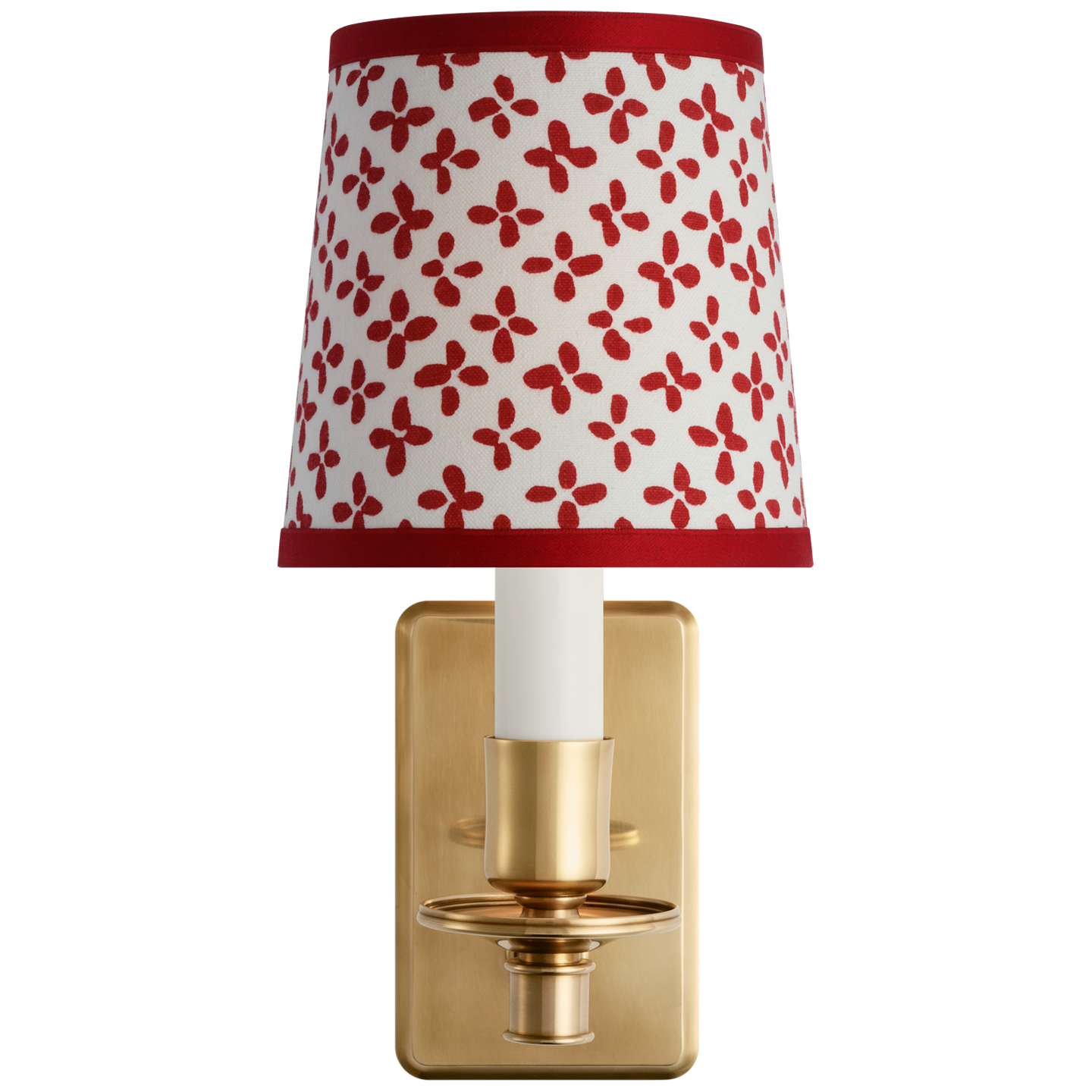 Tara 12" Sconce | Hand-Rubbed Antique Brass | Schumacher Red Emerson Empire Shade