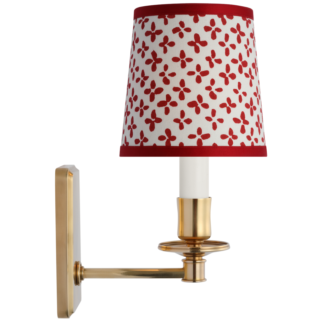 Tara 12" Sconce | Hand-Rubbed Antique Brass | Schumacher Red Emerson Empire Shade