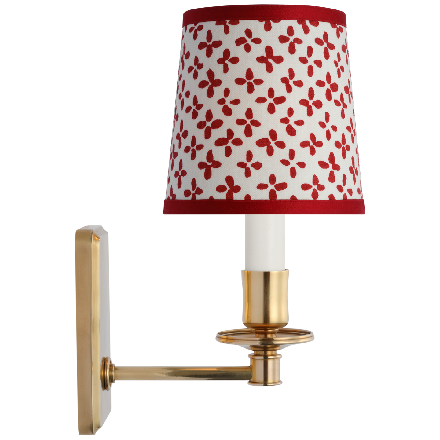 Tara 12" Sconce | Hand-Rubbed Antique Brass | Schumacher Red Emerson Empire Shade