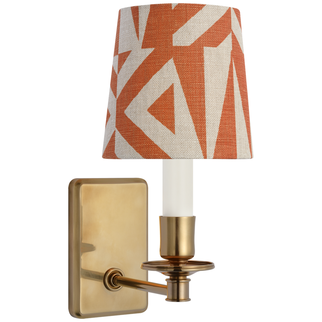 Tara 12" Sconce | Hand-Rubbed Antique Brass | Schumacher Brick Amero Empire Shade