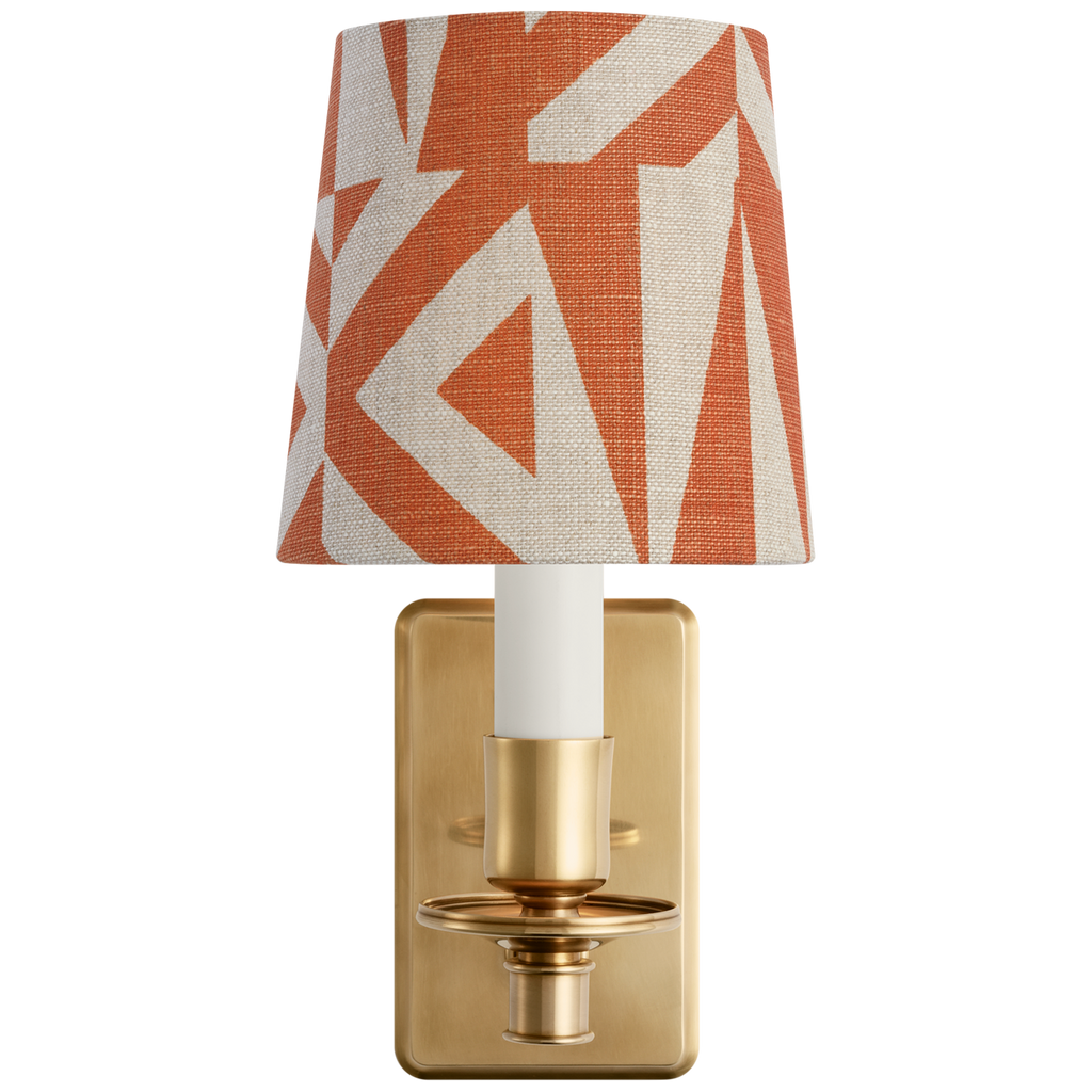 Tara 12" Sconce | Hand-Rubbed Antique Brass | Schumacher Brick Amero Empire Shade