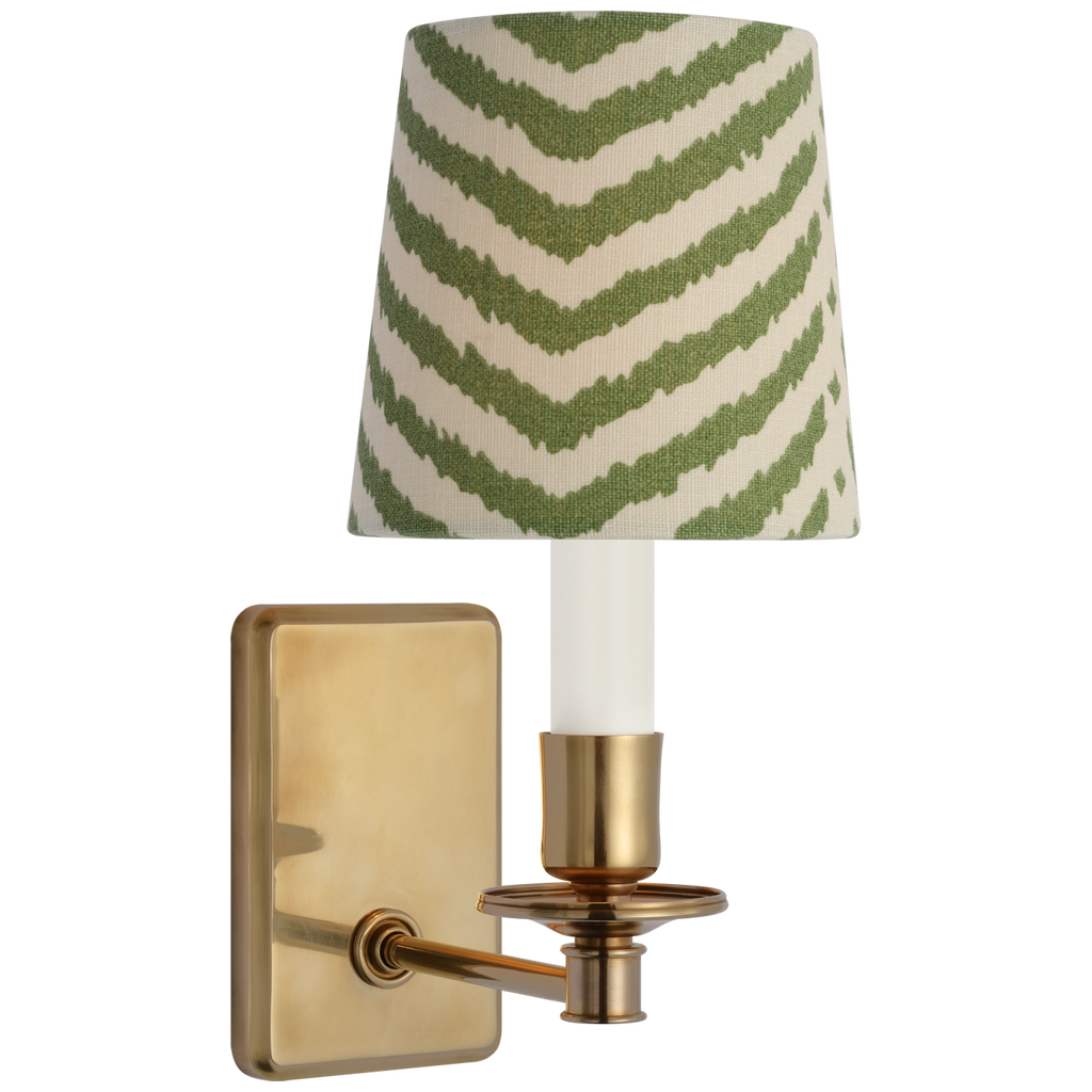 Tara 12" Sconce | Hand-Rubbed Antique Brass | Schumacher Verde La Jolla Empire Shade