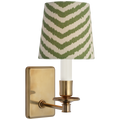 Tara 12" Sconce | Hand-Rubbed Antique Brass | Schumacher Verde La Jolla Empire Shade