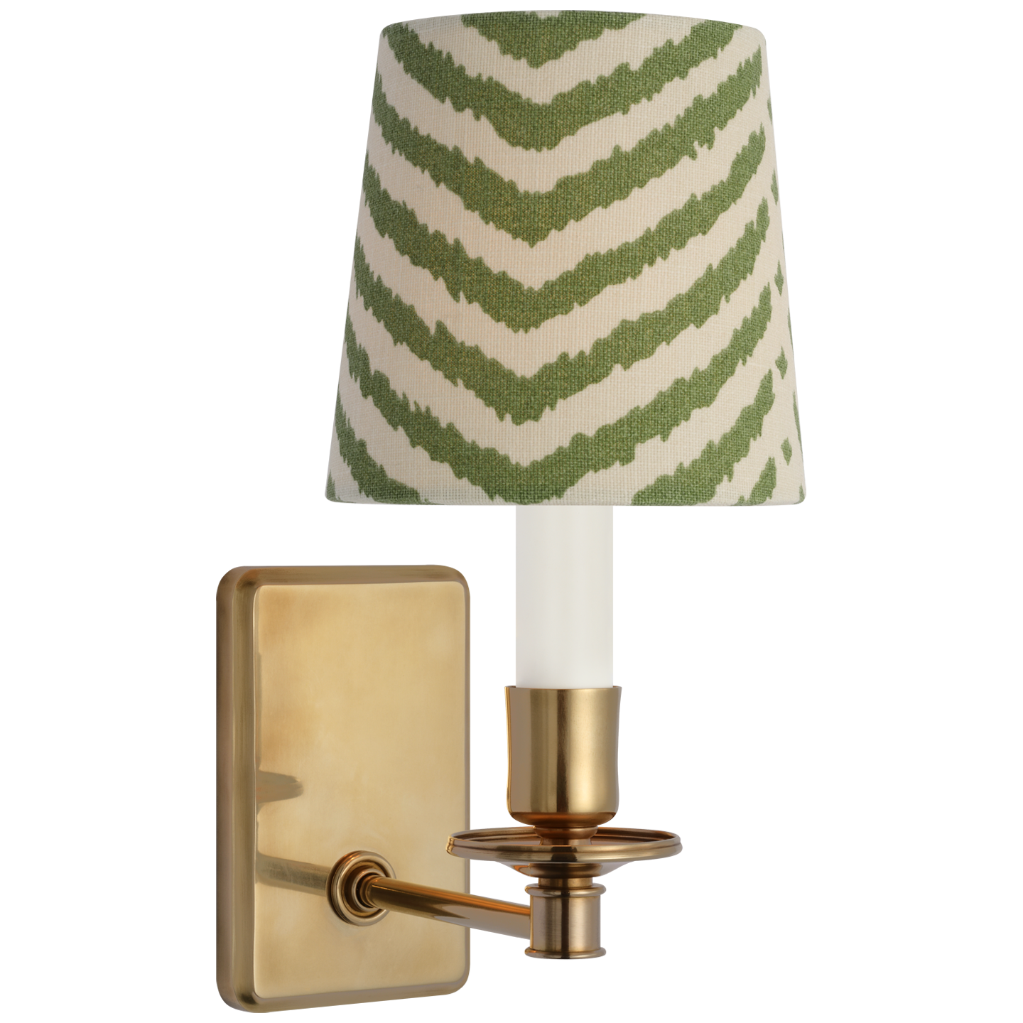 Tara 12" Sconce | Hand-Rubbed Antique Brass | Schumacher Verde La Jolla Empire Shade