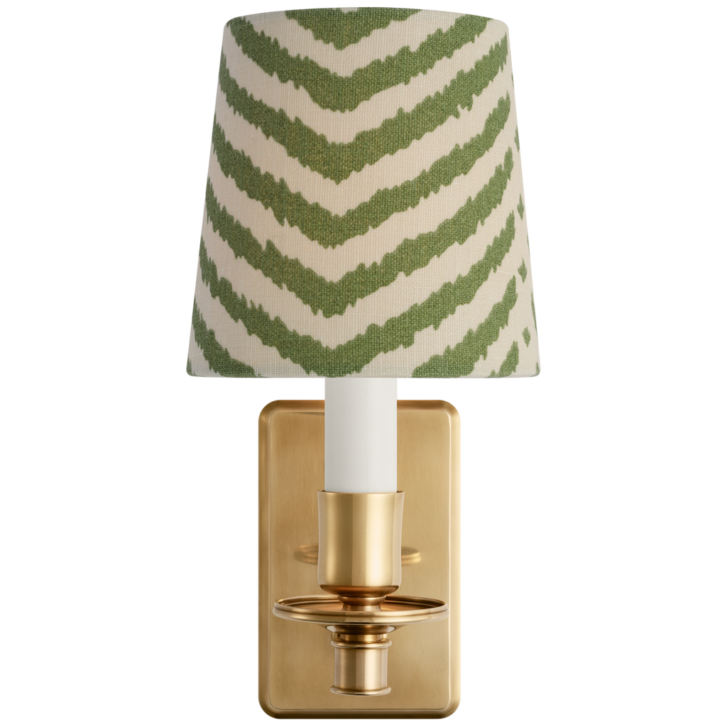 Tara 12" Sconce | Hand-Rubbed Antique Brass | Schumacher Verde La Jolla Empire Shade