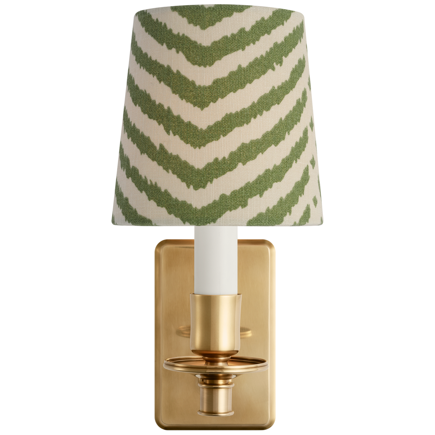 Tara 12" Sconce | Hand-Rubbed Antique Brass | Schumacher Verde La Jolla Empire Shade