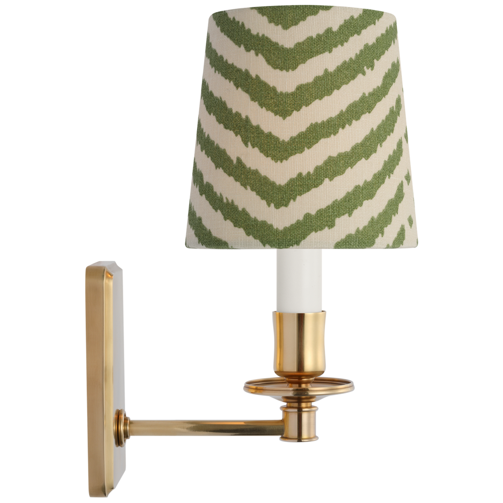 Tara 12" Sconce | Hand-Rubbed Antique Brass | Schumacher Verde La Jolla Empire Shade