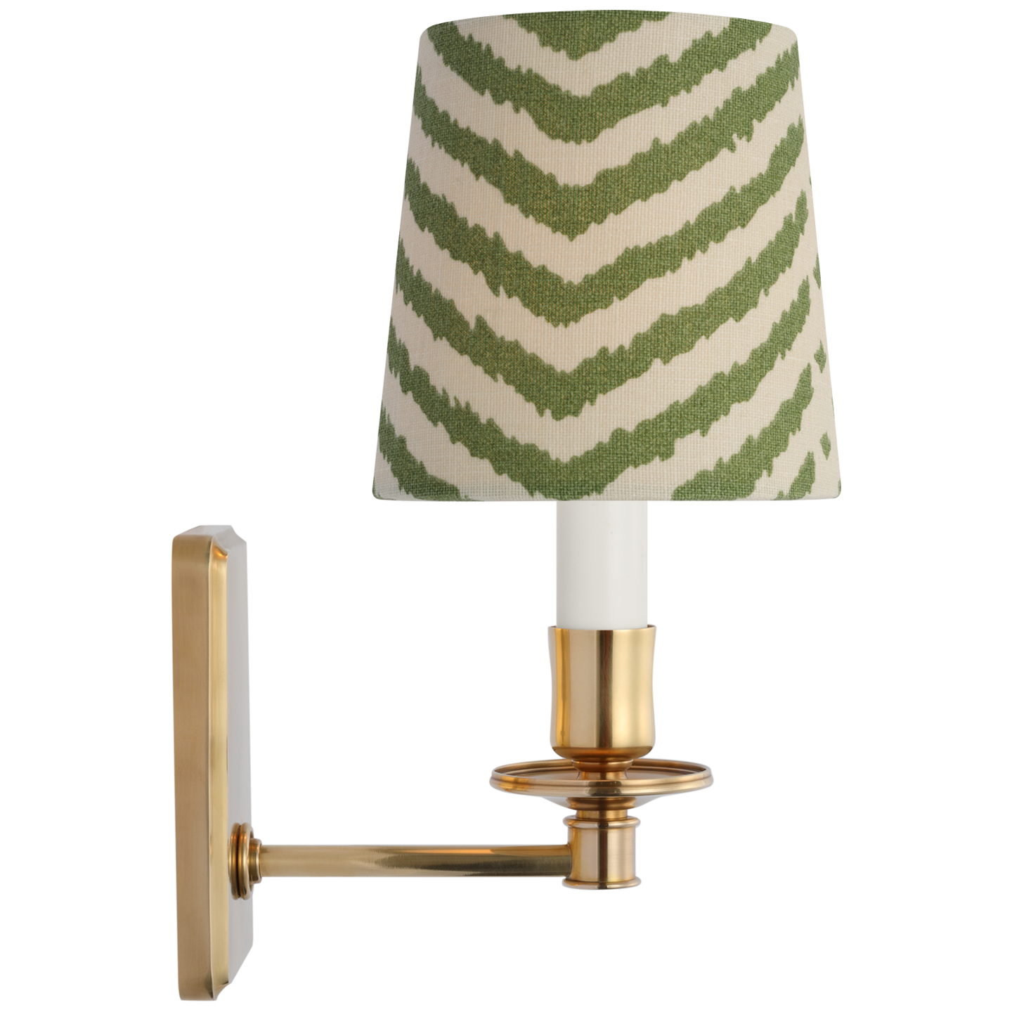 Tara 12" Sconce | Hand-Rubbed Antique Brass | Schumacher Verde La Jolla Empire Shade