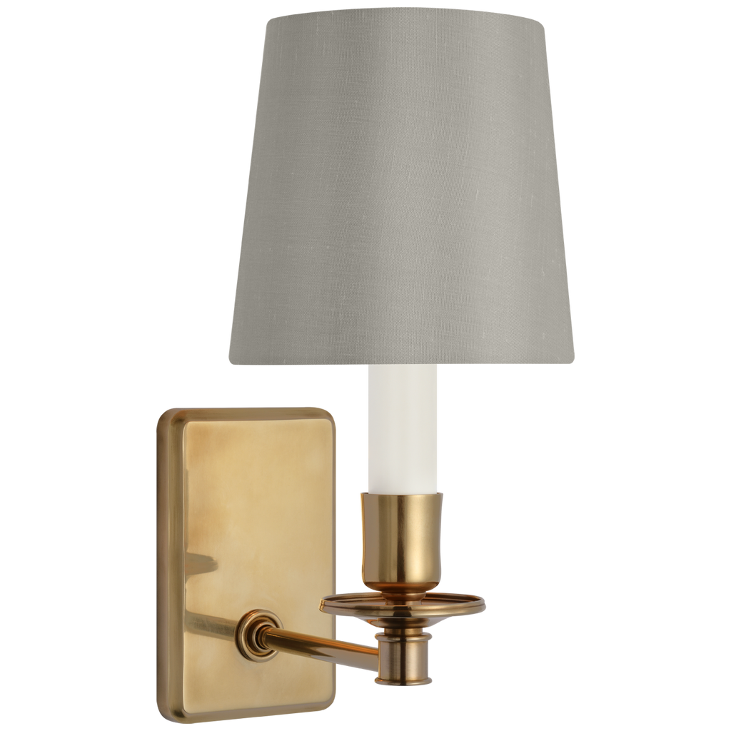 Tara 12" Sconce | Hand-Rubbed Antique Brass | 5 | 5" Mist Silk Empire Shade