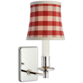 Tara 12" Sconce | Polished Nickel | Schumacher Red Elton Check Soft Empire Shade