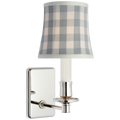 Tara 12" Sconce | Polished Nickel | Schumacher Sky Elton Check Soft Empire Shade