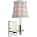 Tara 12" Sconce | Polished Nickel | Schumacher Lilac Elton Check Soft Empire Shade