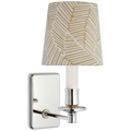 Tara 12" Sconce | Polished Nickel | Schumacher Taupe Abstract Leaf Empire Shade
