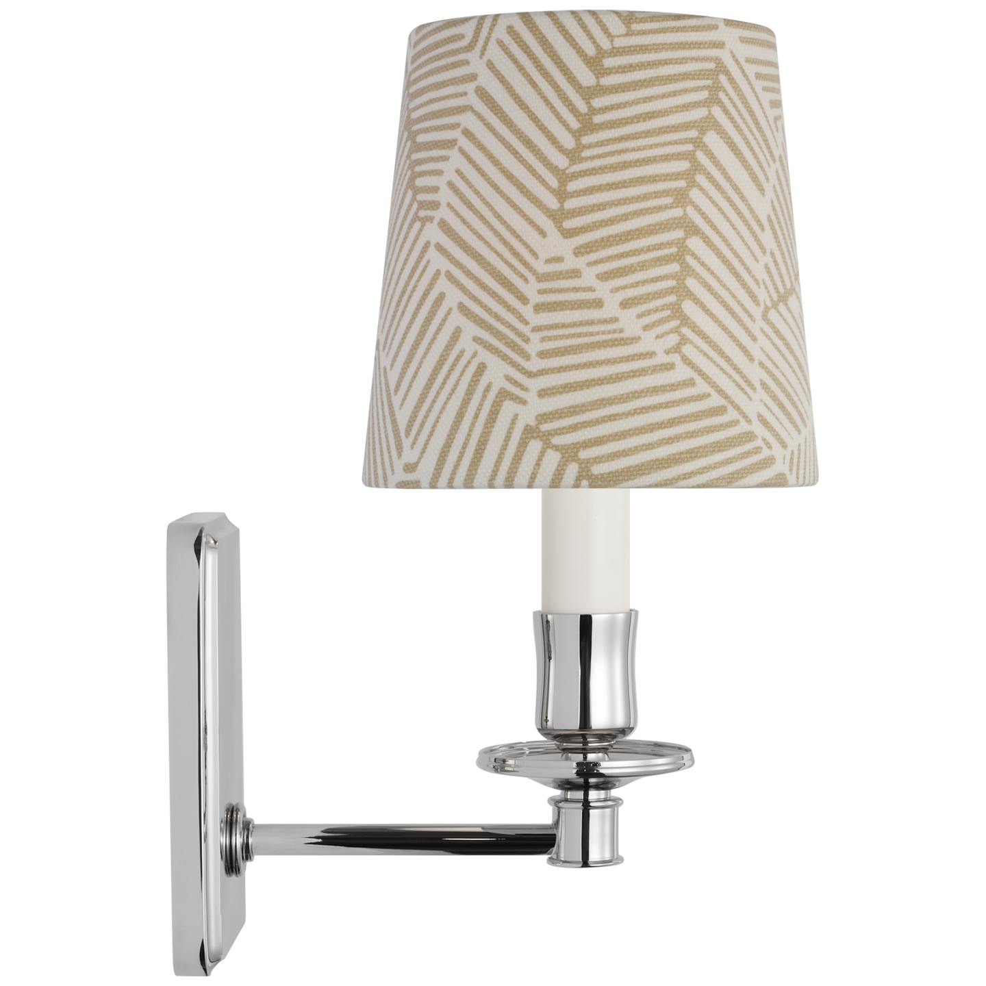 Tara 12" Sconce | Polished Nickel | Schumacher Taupe Abstract Leaf Empire Shade