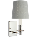 Tara 12" Sconce | Polished Nickel | Schumacher Sky Elin Check Empire Shade
