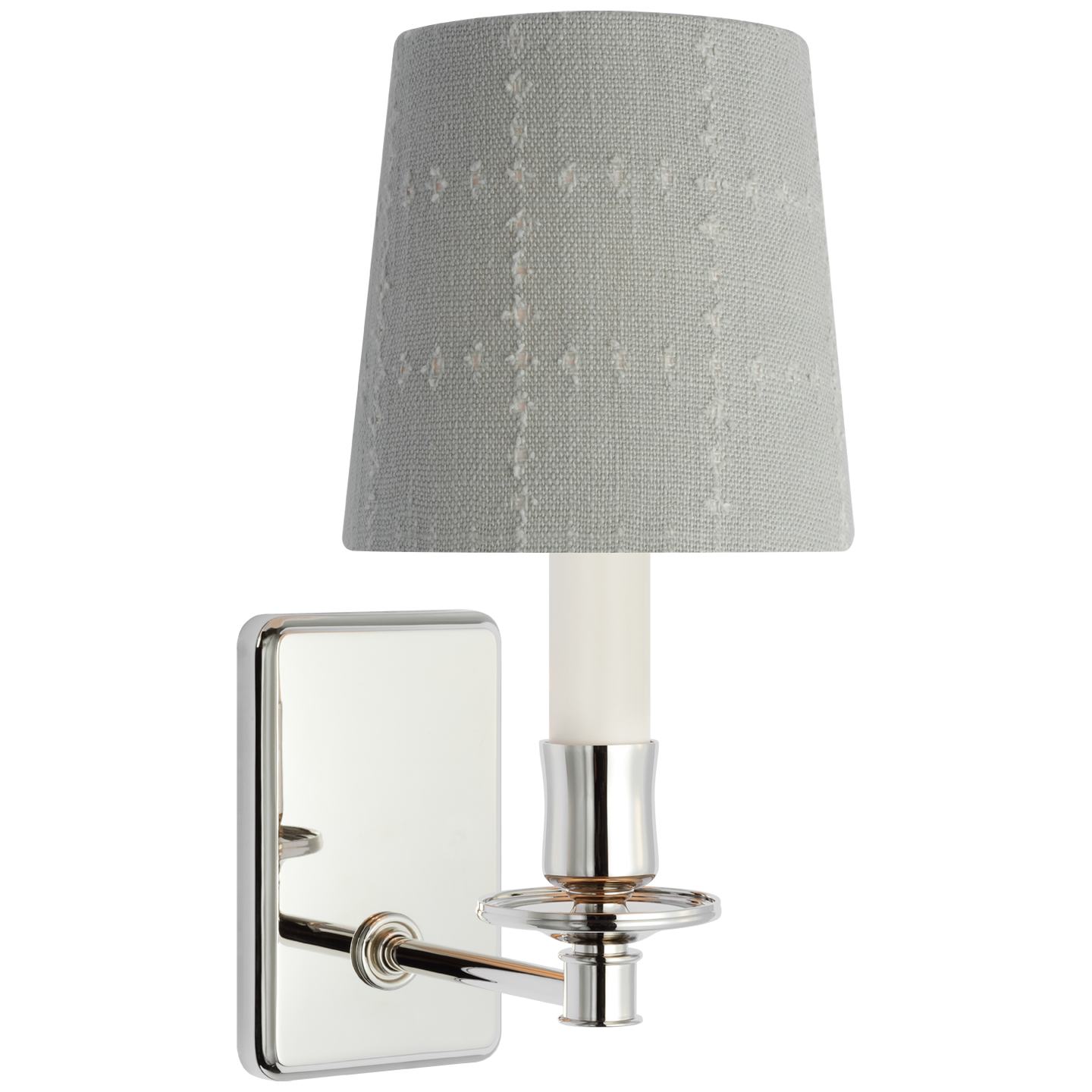 Tara 12" Sconce | Polished Nickel | Schumacher Sky Elin Check Empire Shade