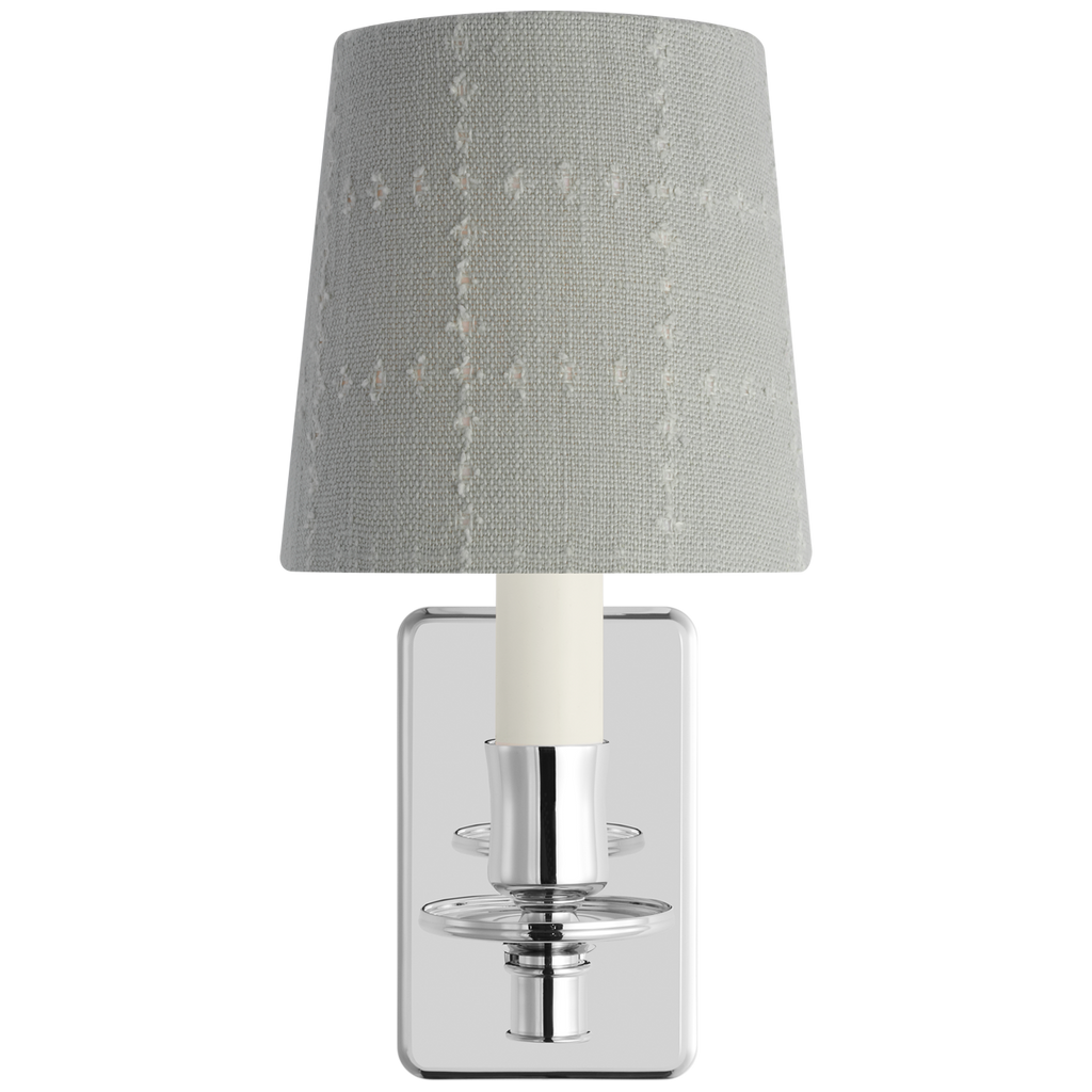 Tara 12" Sconce | Polished Nickel | Schumacher Sky Elin Check Empire Shade
