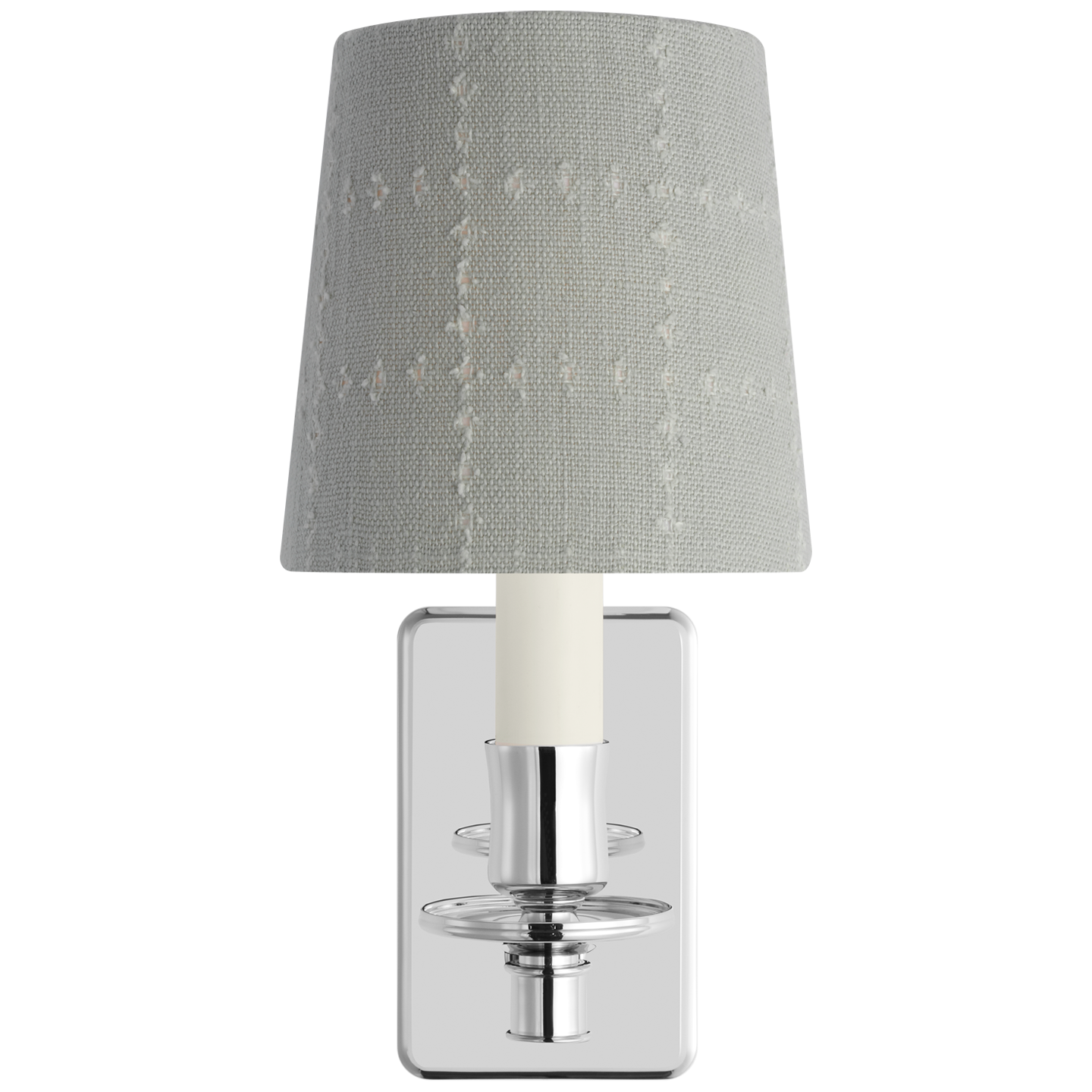 Tara 12" Sconce | Polished Nickel | Schumacher Sky Elin Check Empire Shade