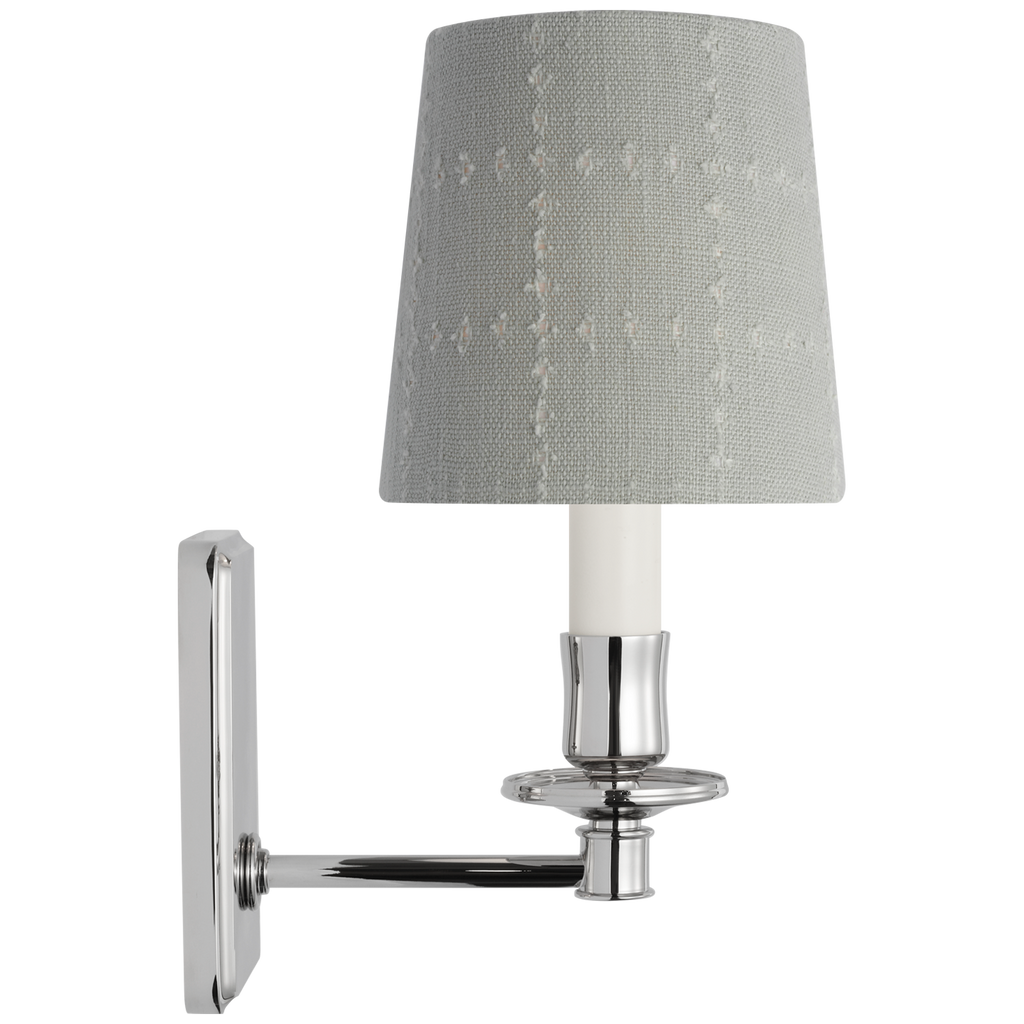Tara 12" Sconce | Polished Nickel | Schumacher Sky Elin Check Empire Shade