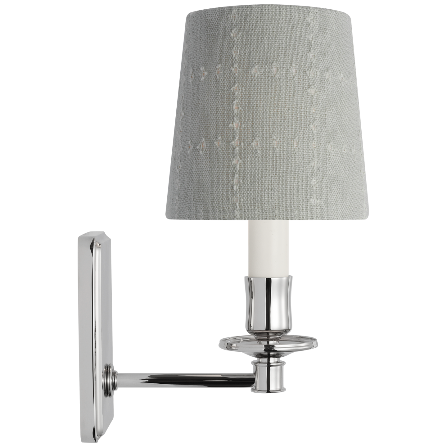Tara 12" Sconce | Polished Nickel | Schumacher Sky Elin Check Empire Shade