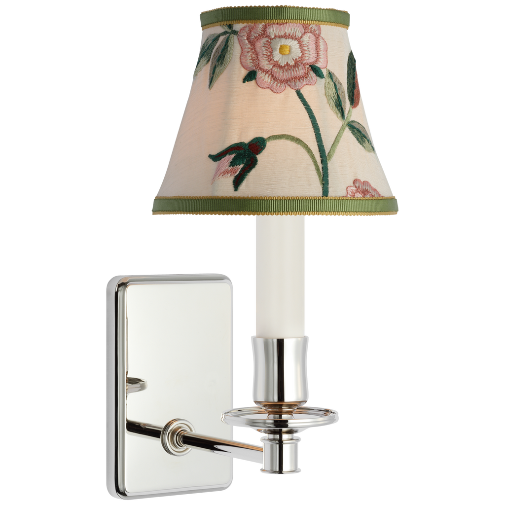 Tara 11" Sconce | Polished Nickel | Schumacher Royal Silk Bell Empire Shade