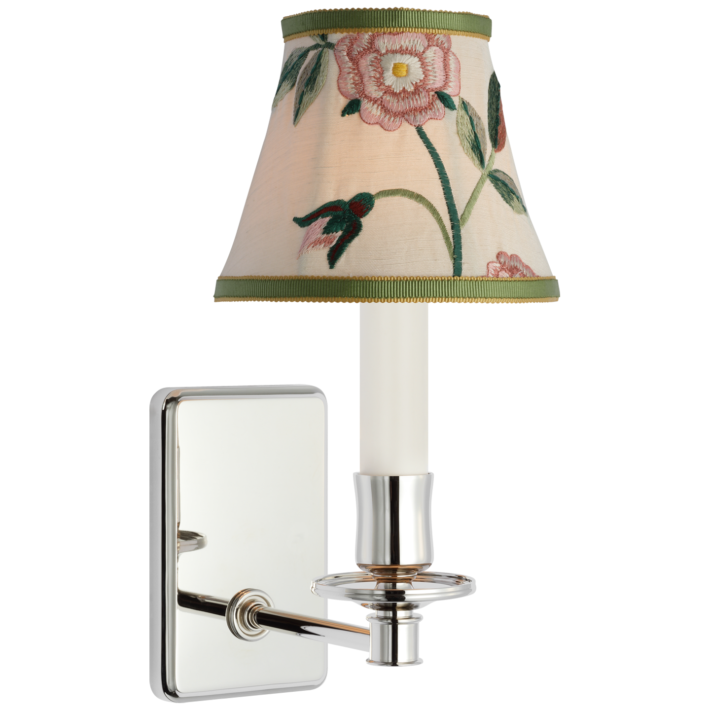 Tara 11" Sconce | Polished Nickel | Schumacher Royal Silk Bell Empire Shade