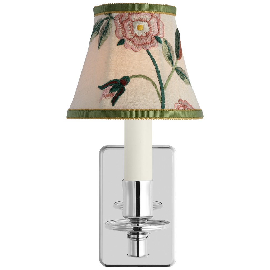 Tara 11" Sconce | Polished Nickel | Schumacher Royal Silk Bell Empire Shade