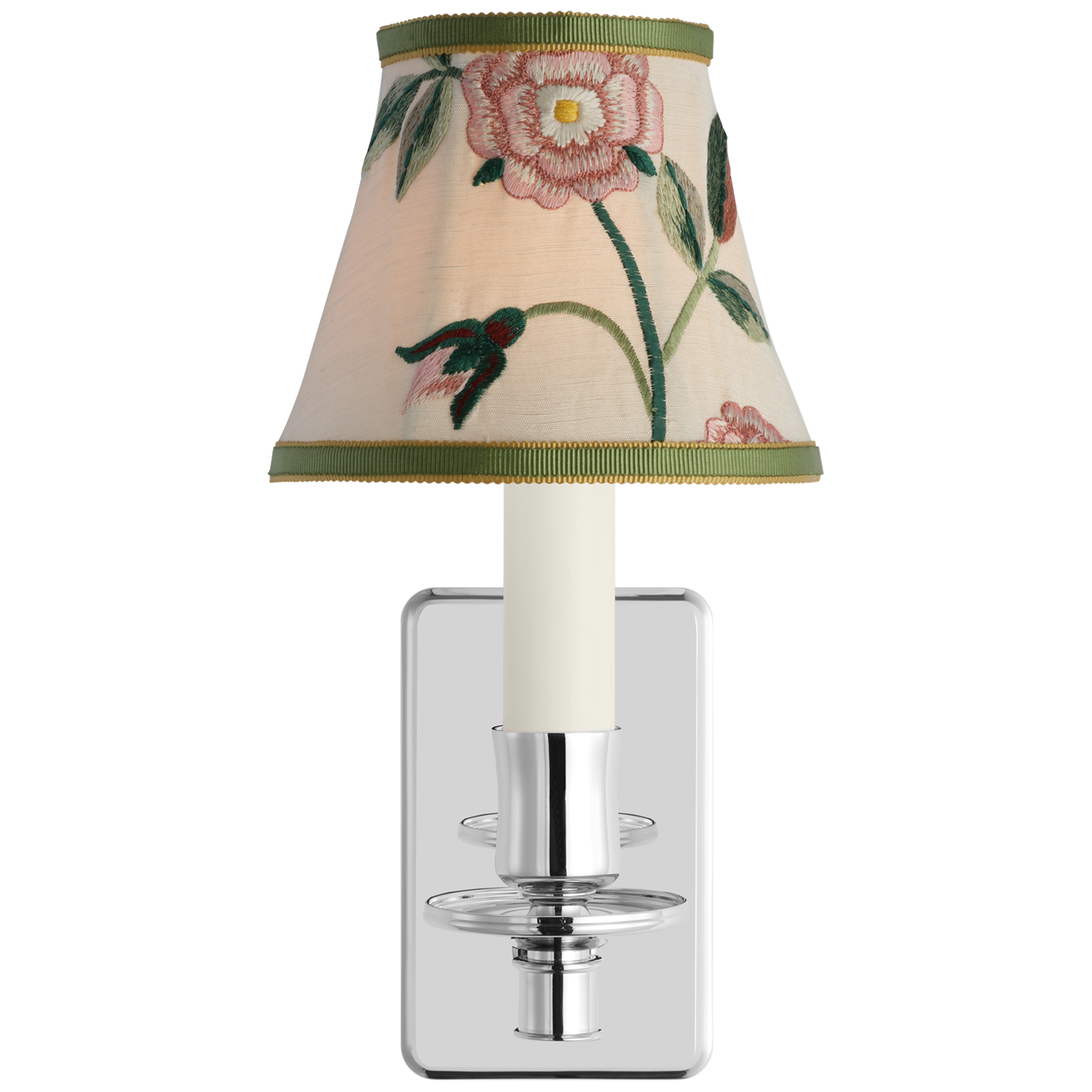 Tara 11" Sconce | Polished Nickel | Schumacher Royal Silk Bell Empire Shade