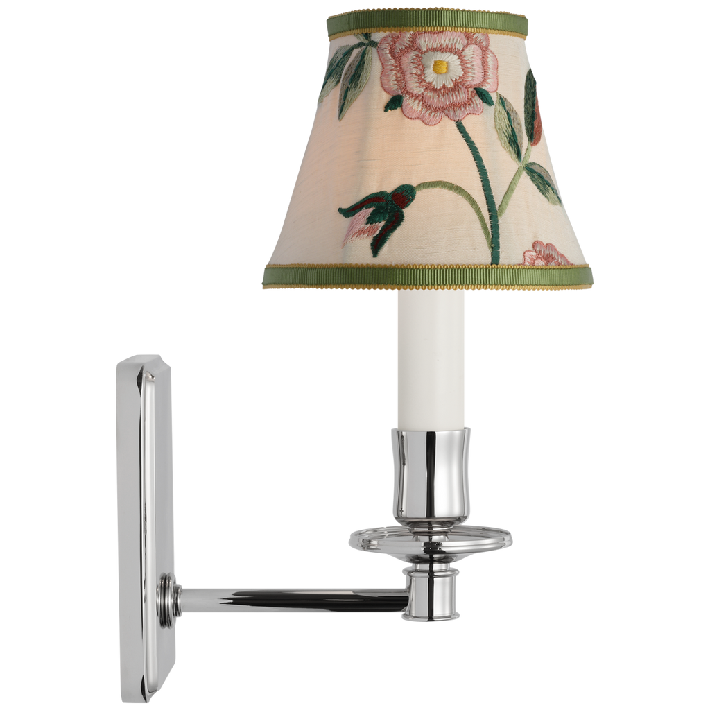 Tara 11" Sconce | Polished Nickel | Schumacher Royal Silk Bell Empire Shade
