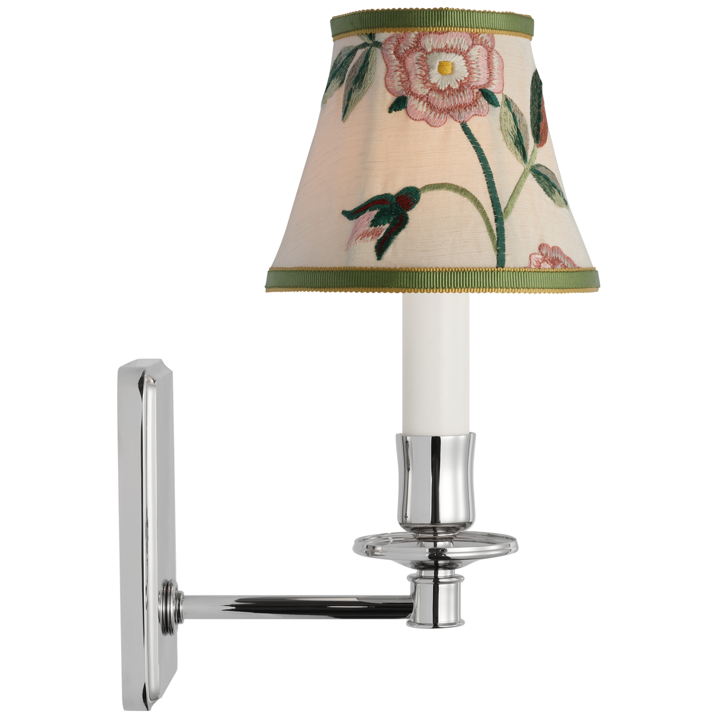 Tara 11" Sconce | Polished Nickel | Schumacher Royal Silk Bell Empire Shade